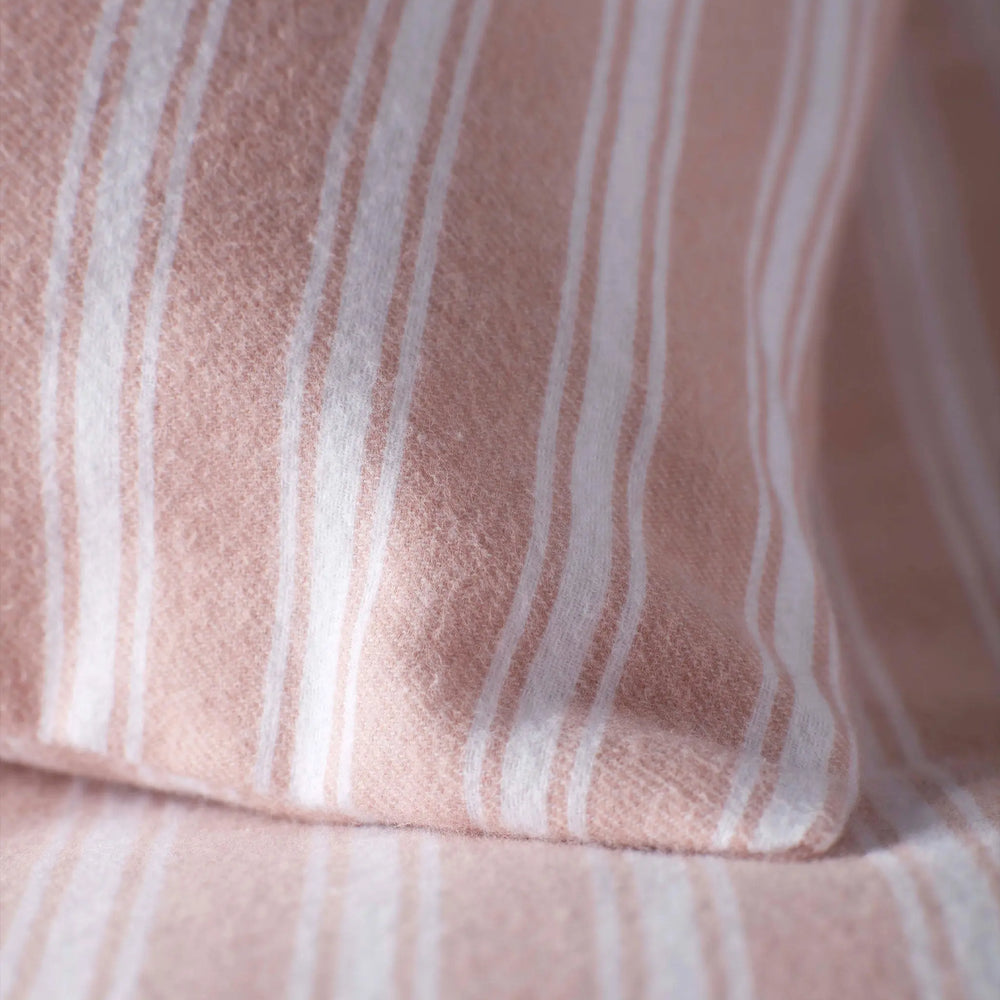 Blush Pink Fred Stripe Brushed 100% Organic Cotton Duvet Cover The Secret Linen Store