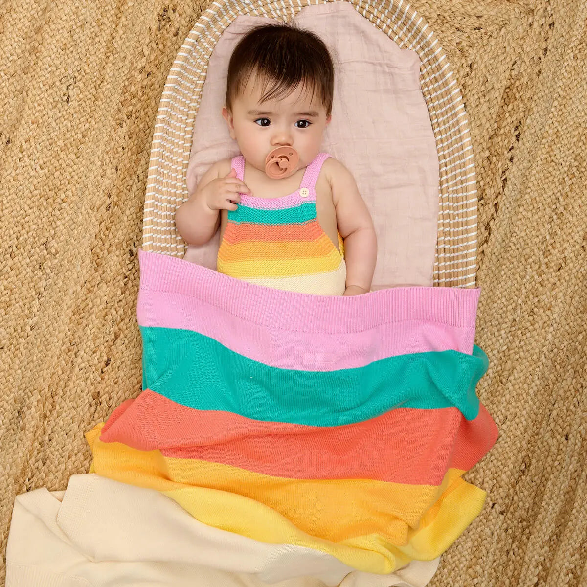 Bobby - Pink Rainbow Stripe Shawl The bonniemob
