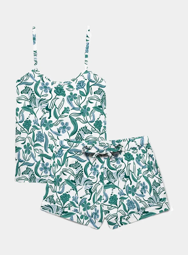 Boho Zebra Women's Cami Organic Cotton Short Set Myza