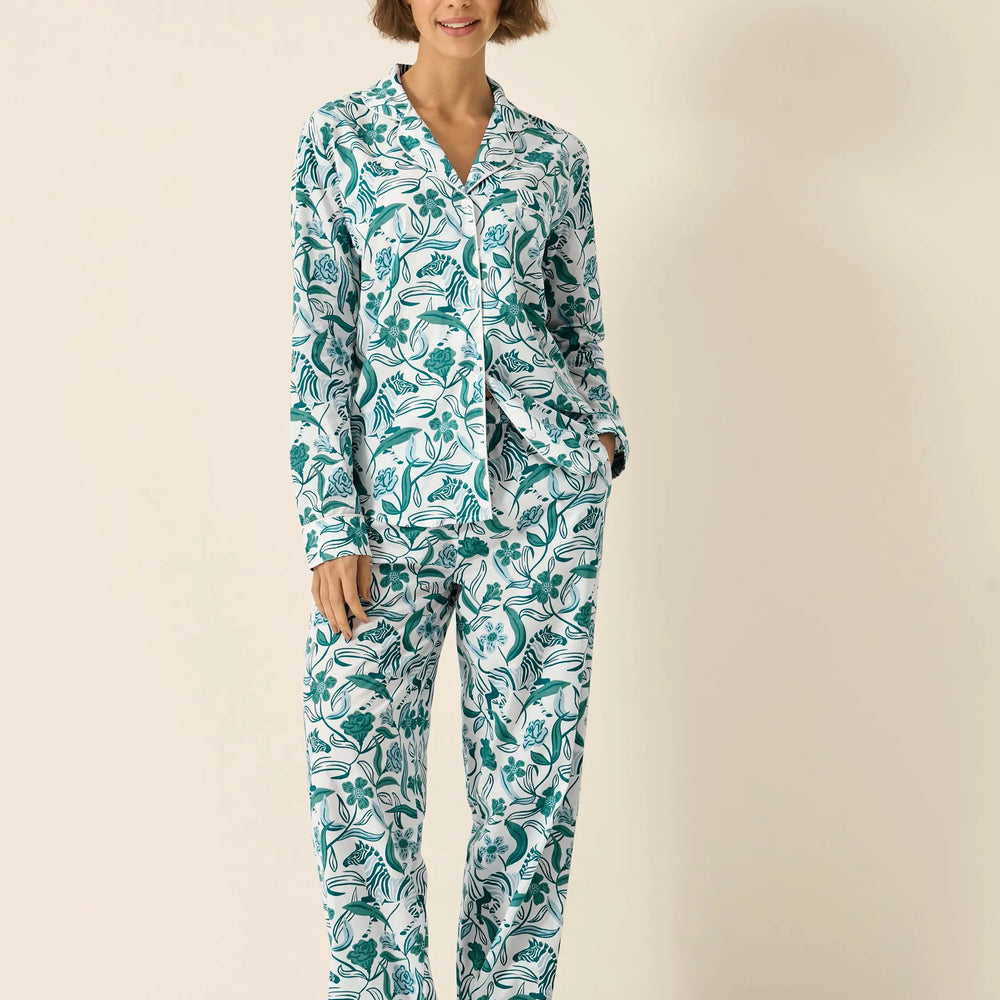 Boho Zebra Women's Long Sleeve Organic Cotton Pyjama Trouser Set Myza