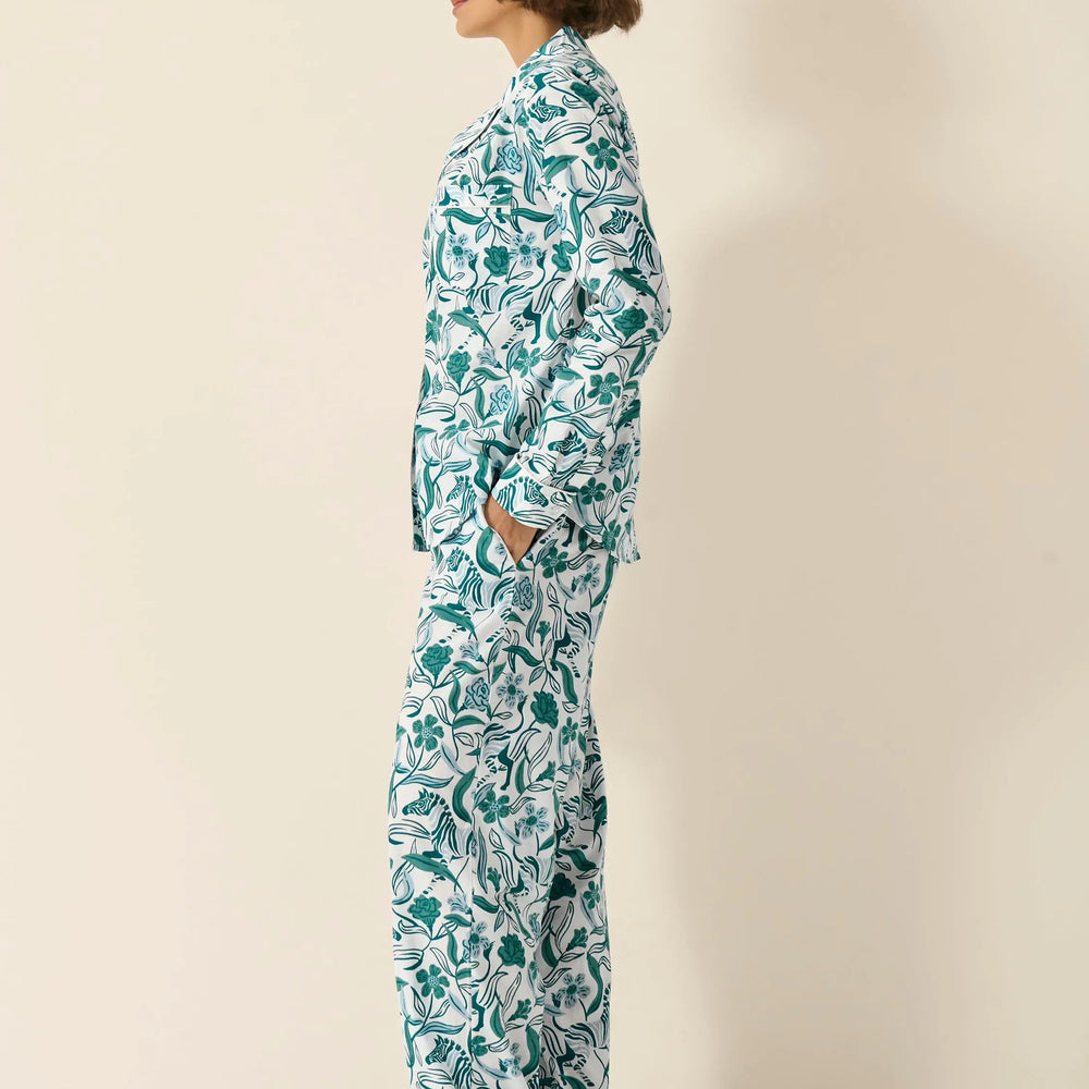 Boho Zebra Women's Long Sleeve Organic Cotton Pyjama Trouser Set Myza