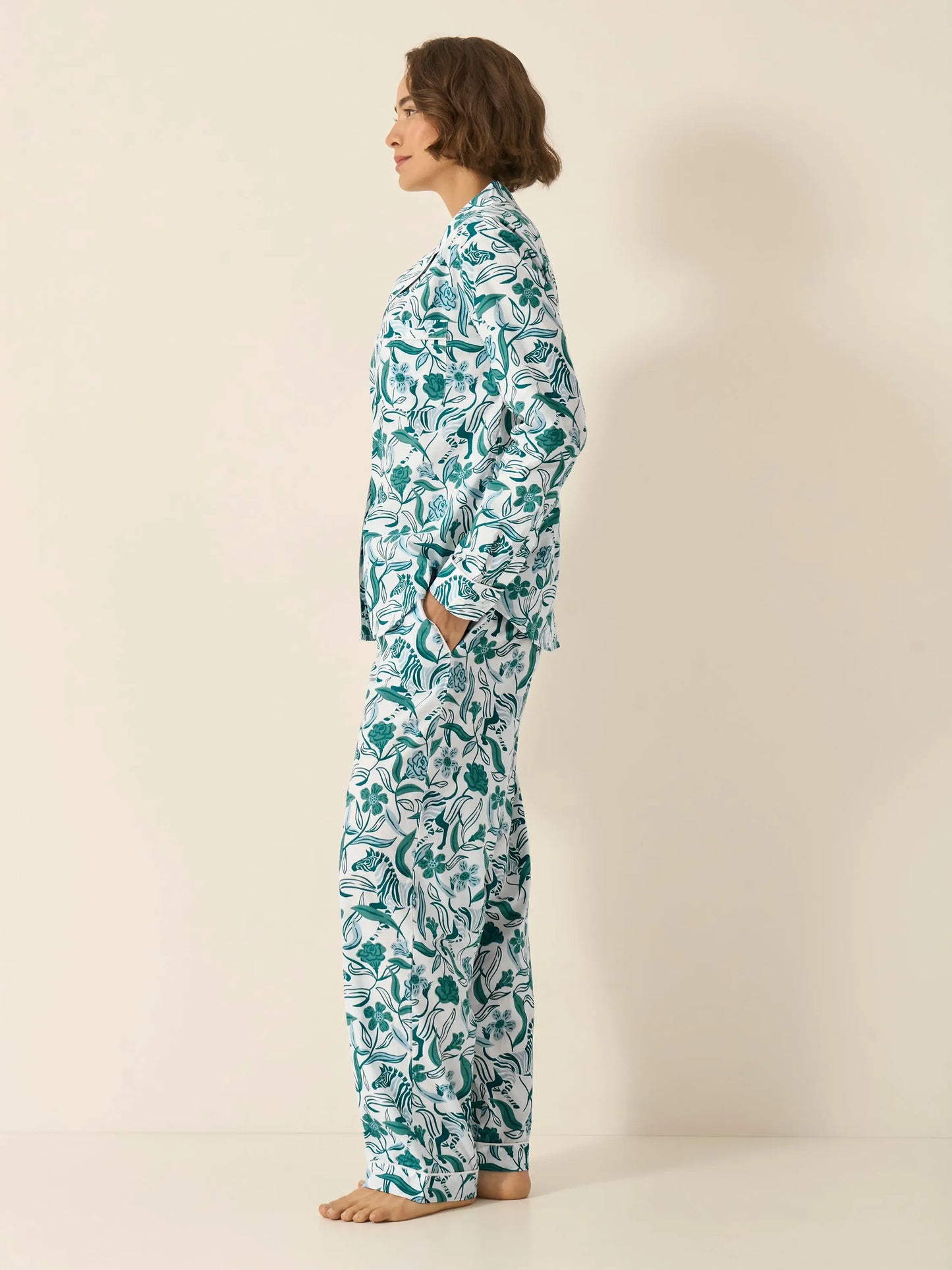 Boho Zebra Women's Long Sleeve Organic Cotton Pyjama Trouser Set Myza