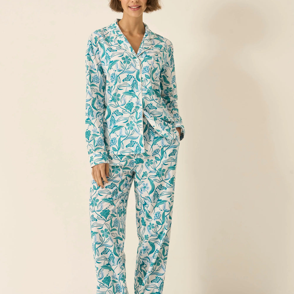 Boho Zebra Women's Long Sleeve Organic Cotton Pyjama Trouser Set Myza