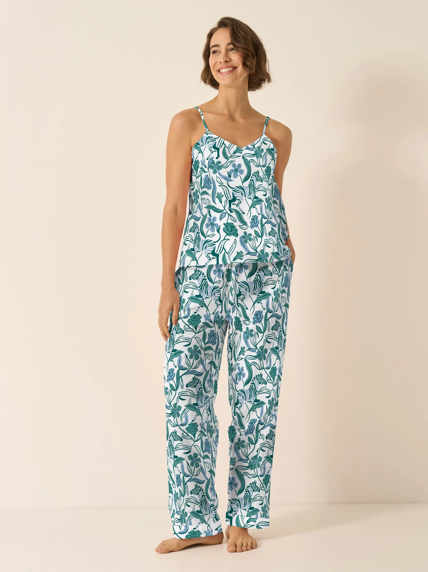 Boho Zebra Women's Organic Cotton Cami Trouser Set Myza