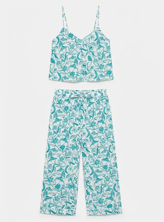 Boho Zebra Women's Organic Cotton Cami Trouser Set Myza