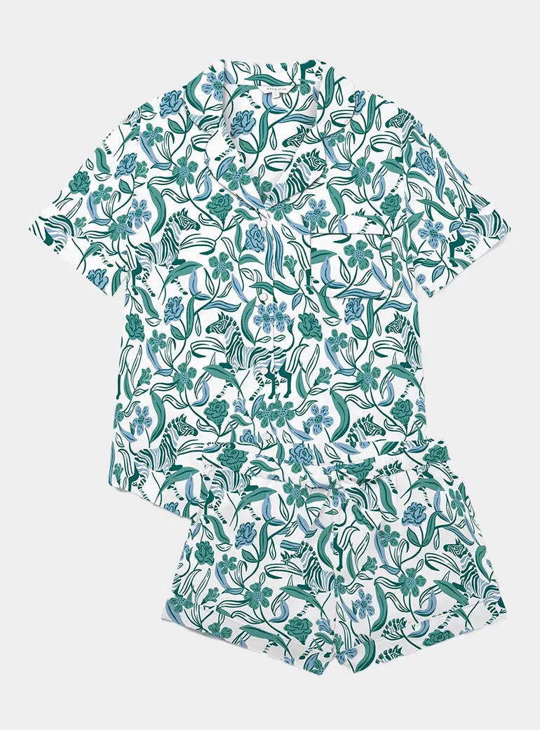 Boho Zebra Women's Short Sleeve Organic Cotton Pyjama Short Set Myza