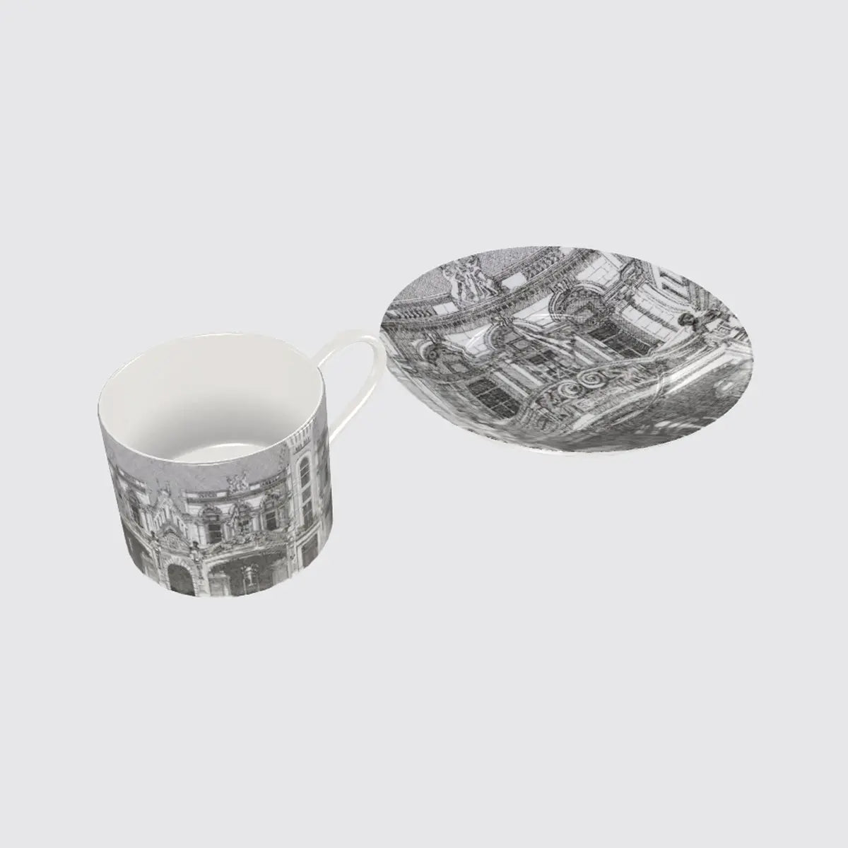 Bone China Cup and Saucer - Burlington Arcade Long Studio Design