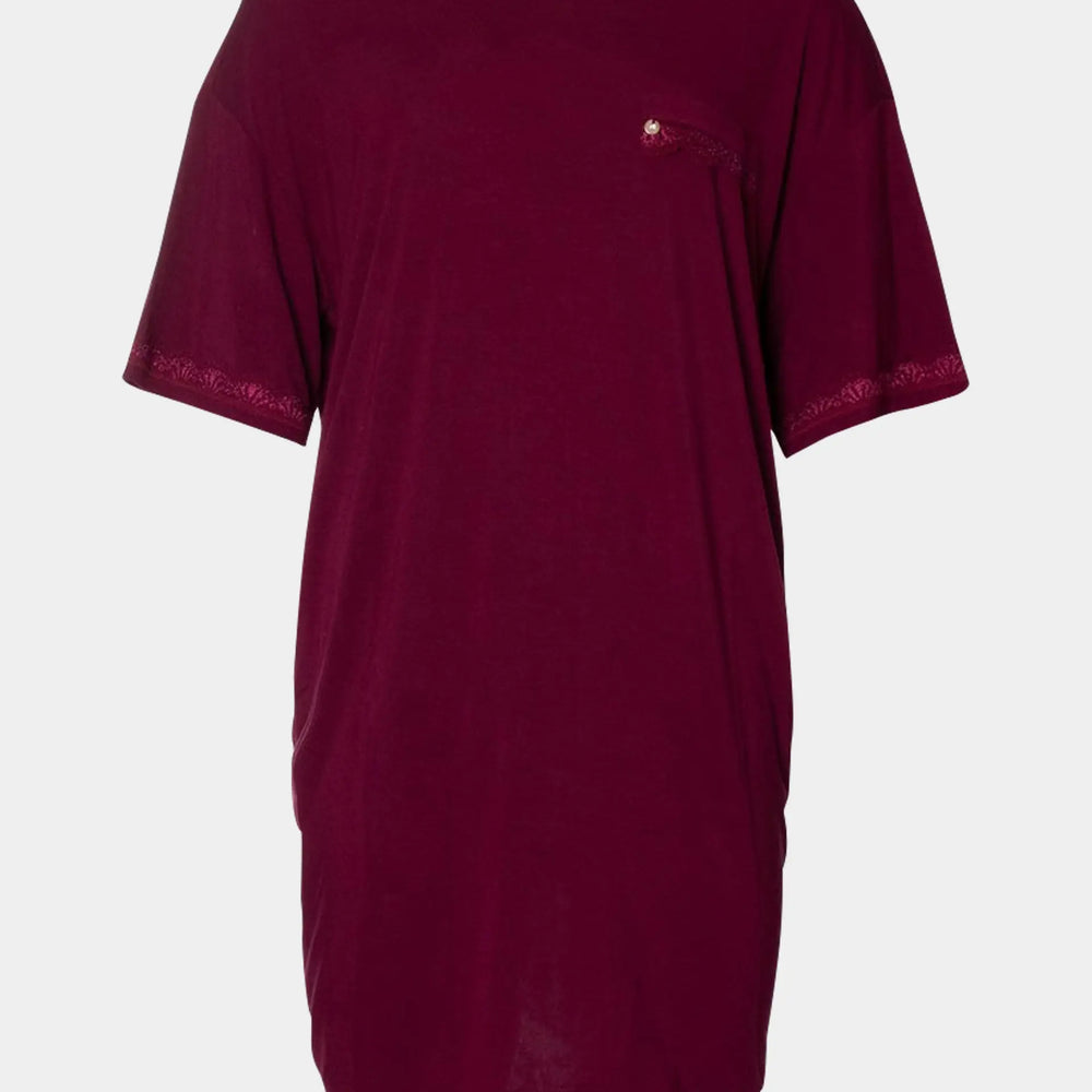 Bordeaux Bamboo Lace Tee Dress Pretty You London