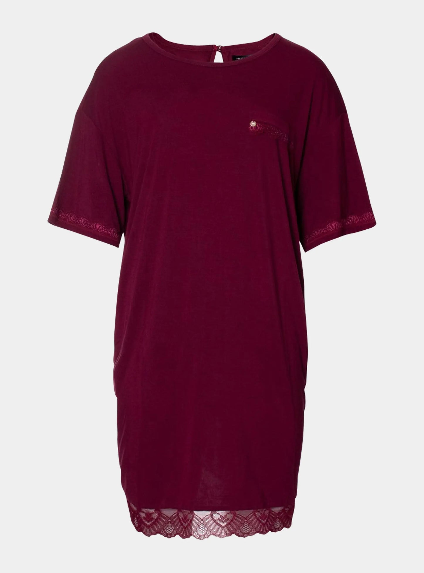 Bordeaux Bamboo Lace Tee Dress Pretty You London