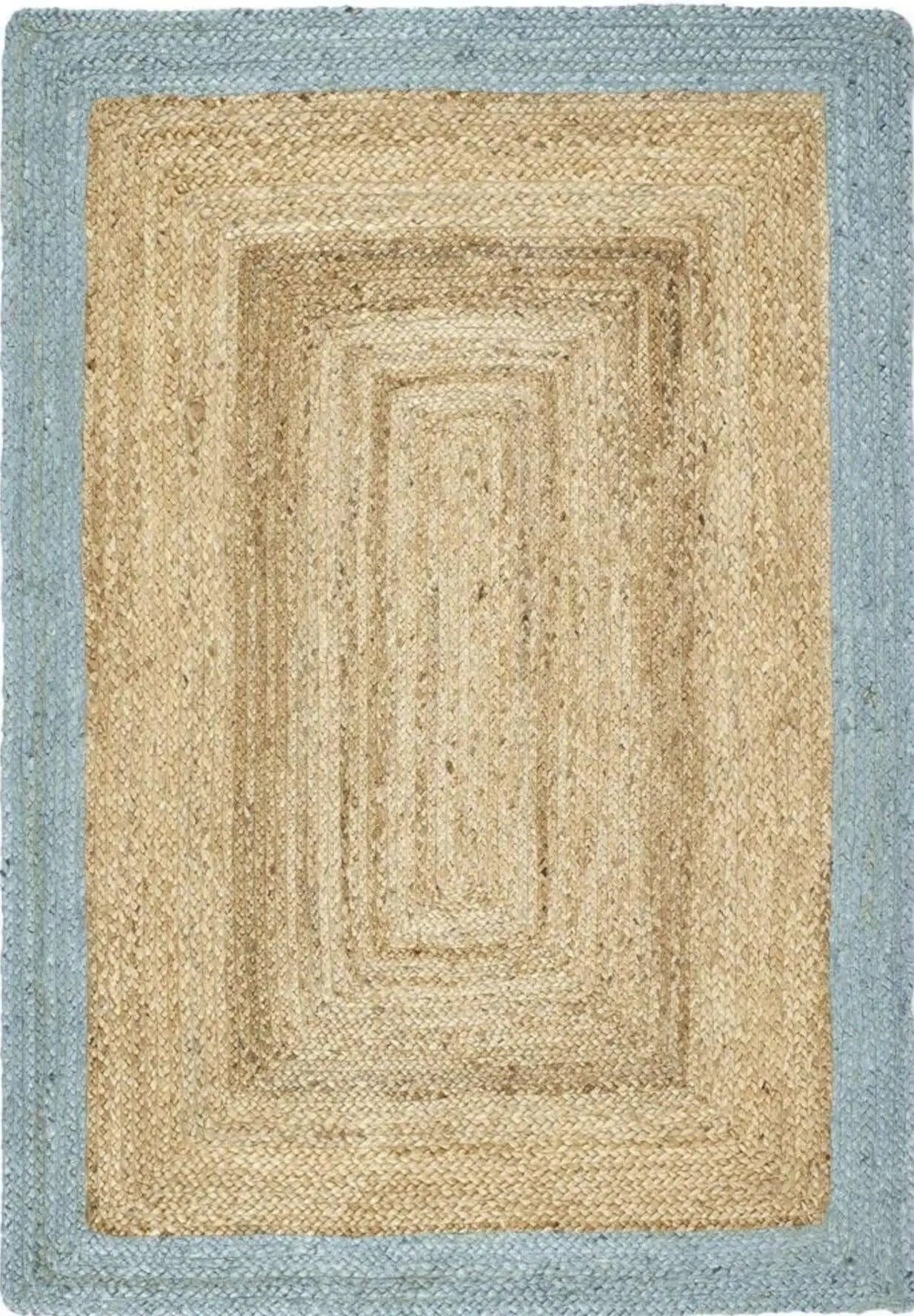 Bordered Duck Egg Blue Jute Rug The Rugs