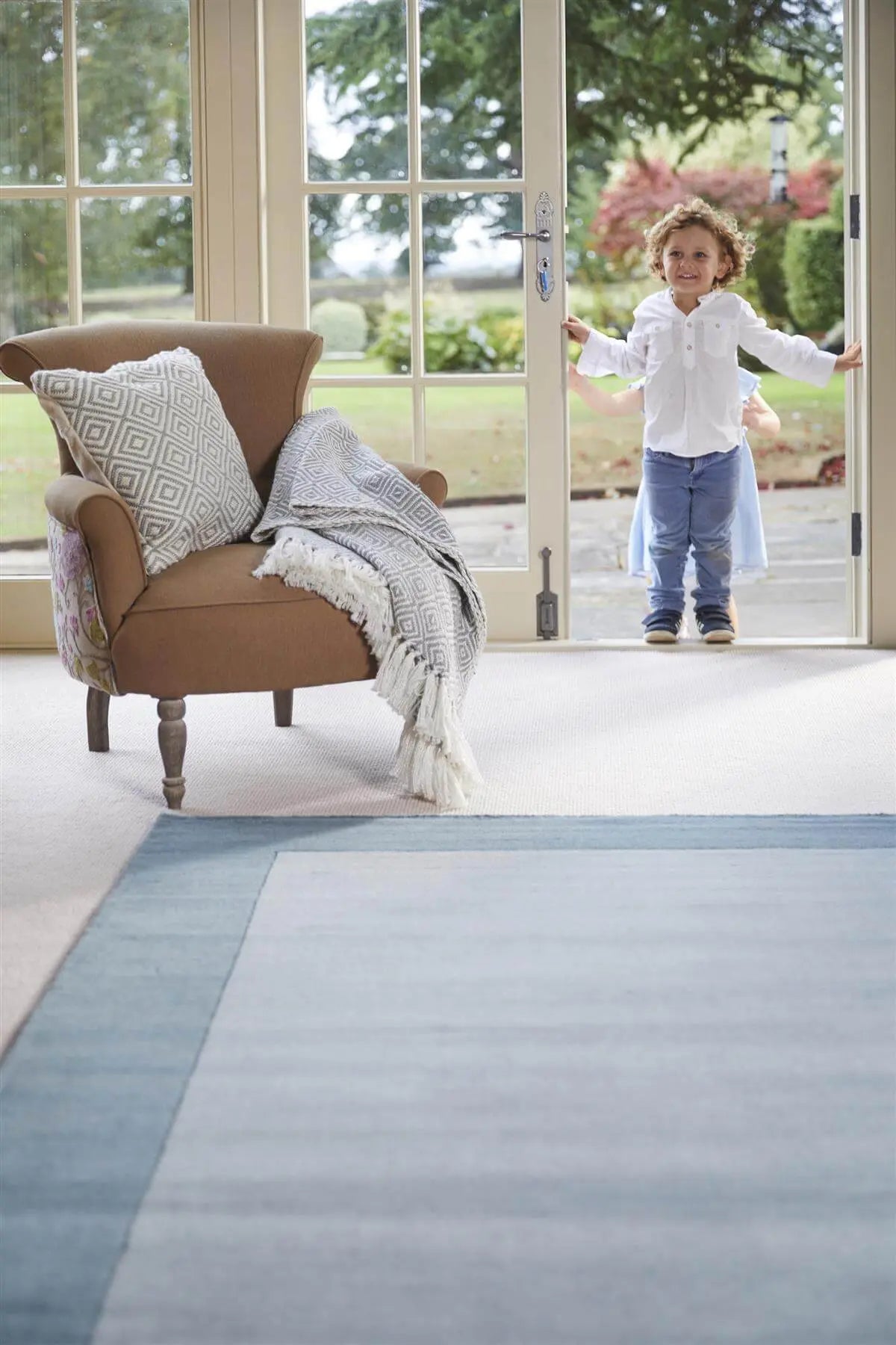 Bordered Duck Egg Blue Wool Rug The Rugs