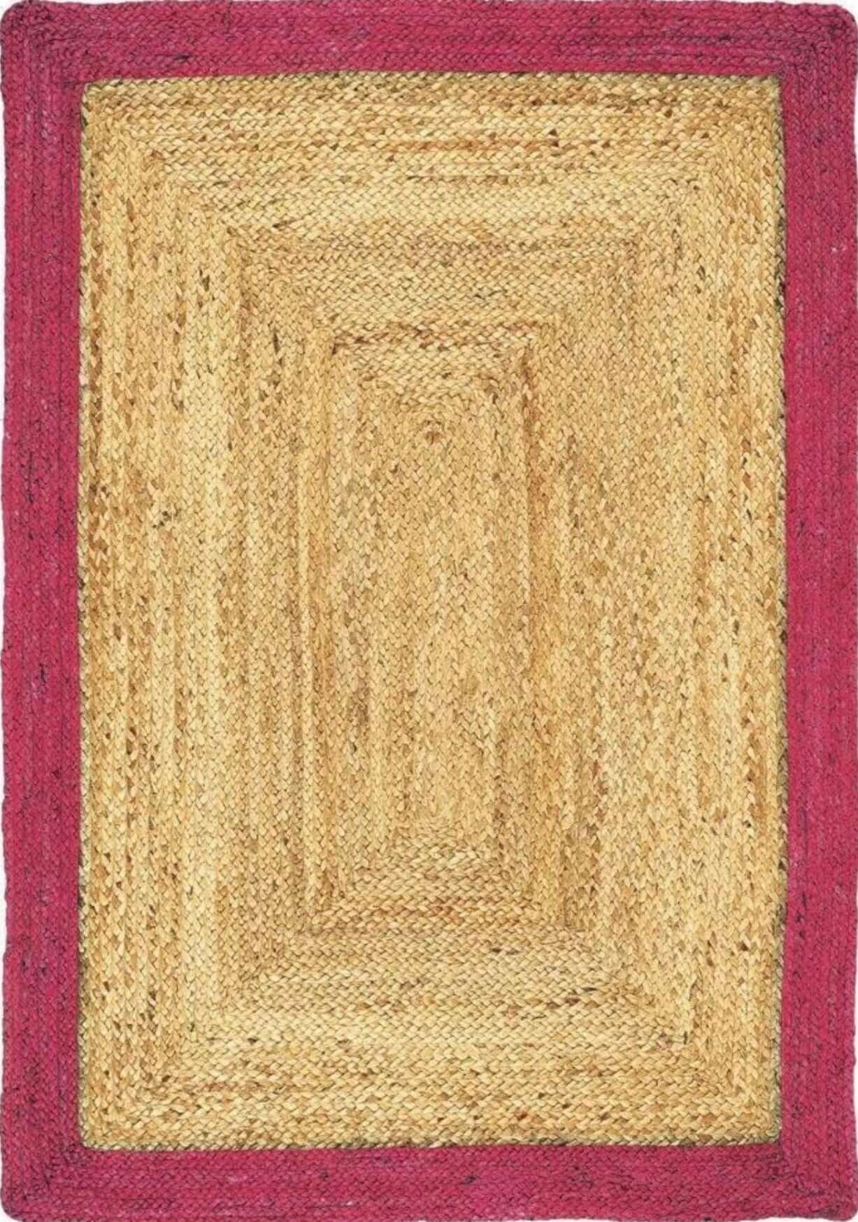 Bordered Raspberry Jute Rug The Rugs
