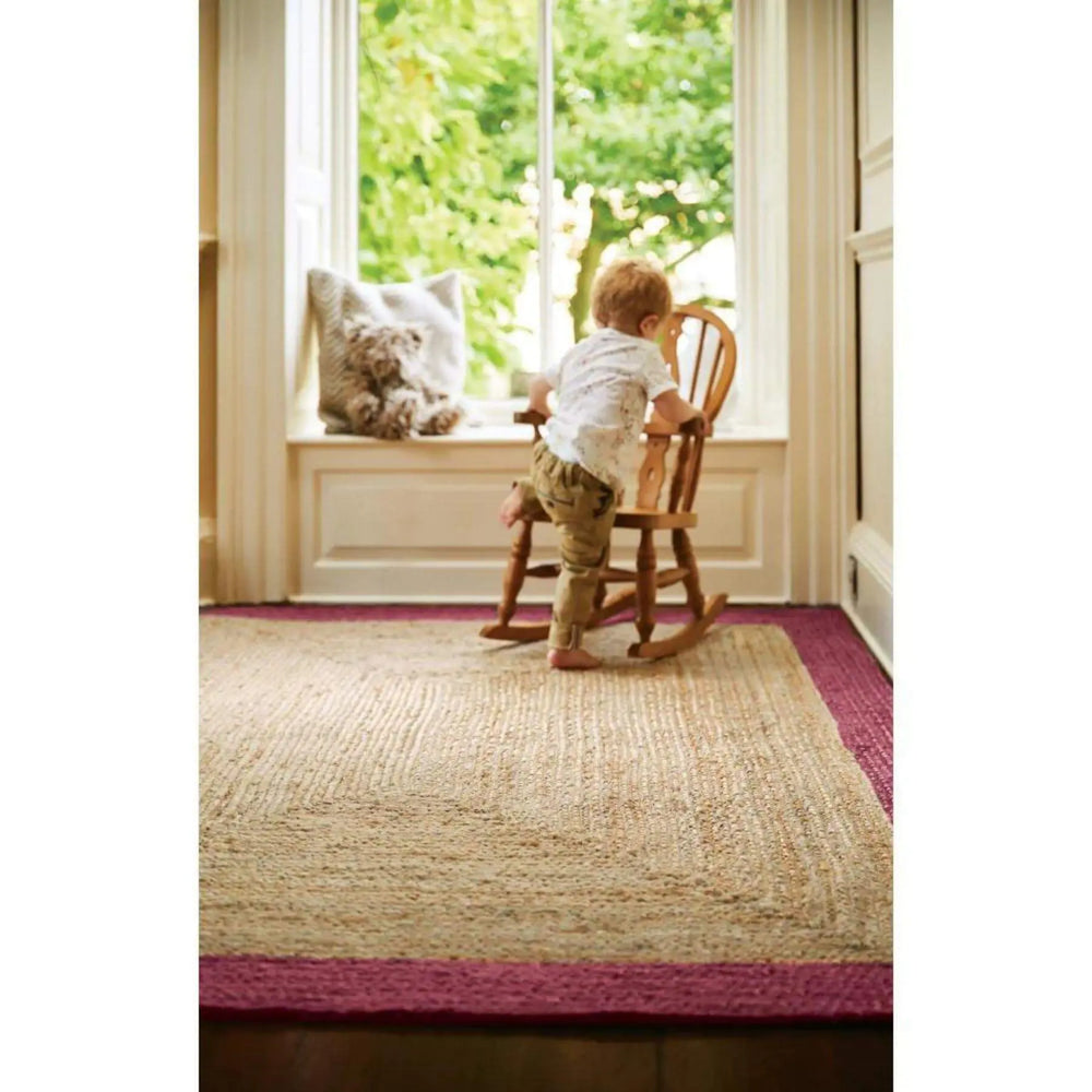 Bordered Raspberry Jute Rug The Rugs
