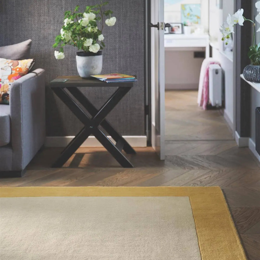 Bordered Yellow Wool Rug The Rugs