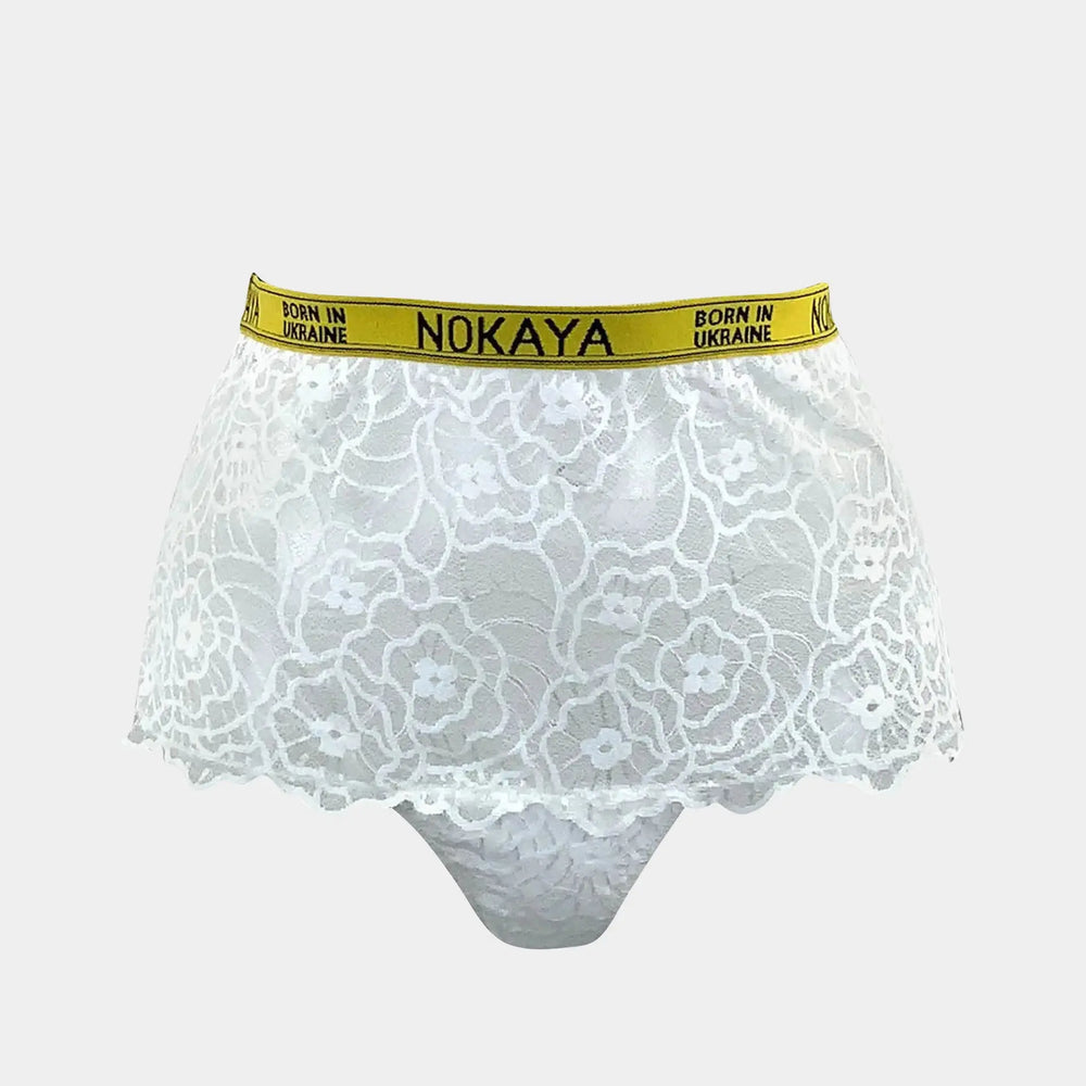 Born in Ukraine High Waist Lace Briefs White NOKAYA