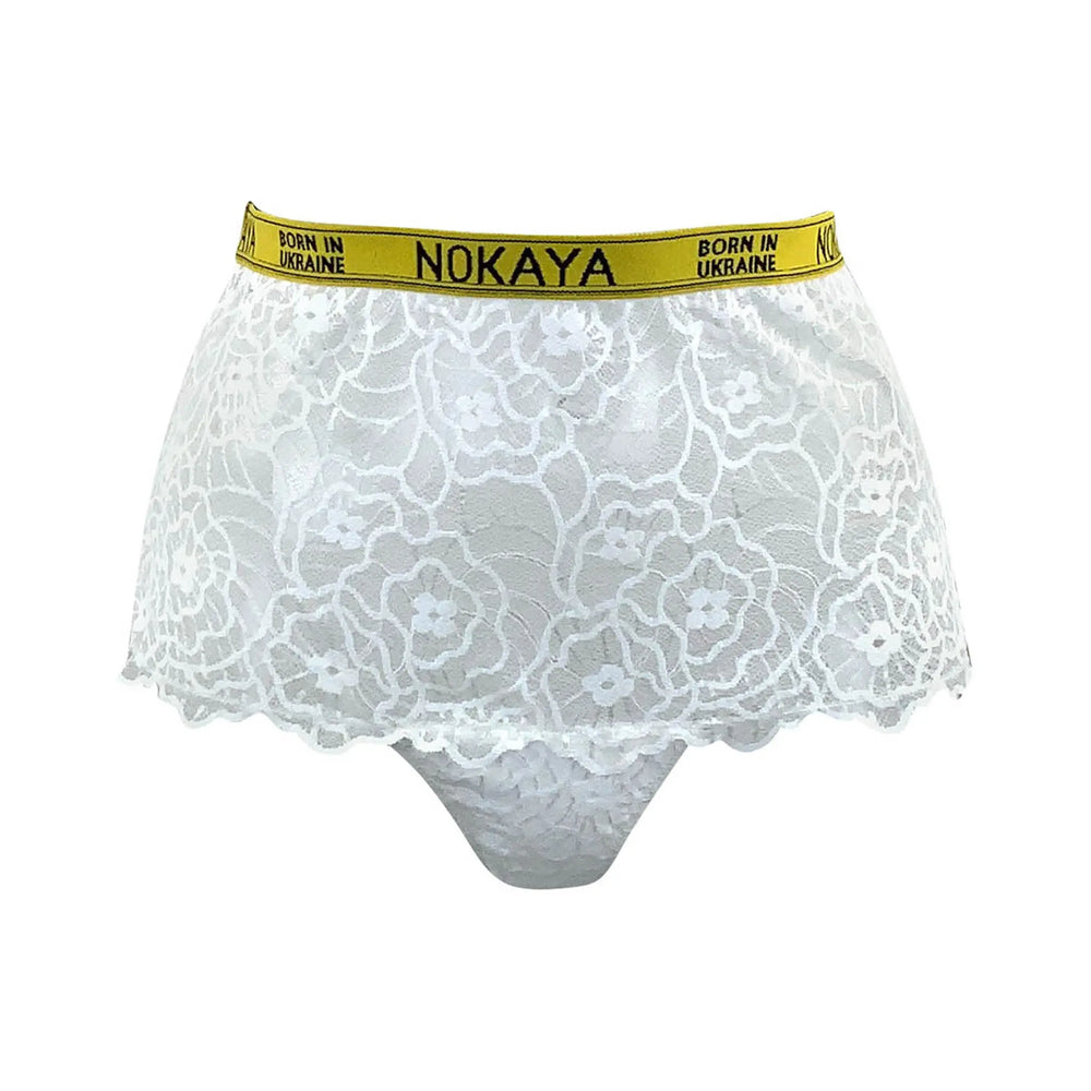 Born in Ukraine High Waist Lace Briefs White NOKAYA