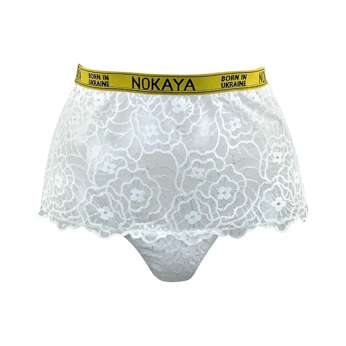 Born in Ukraine High Waist Lace Briefs White NOKAYA