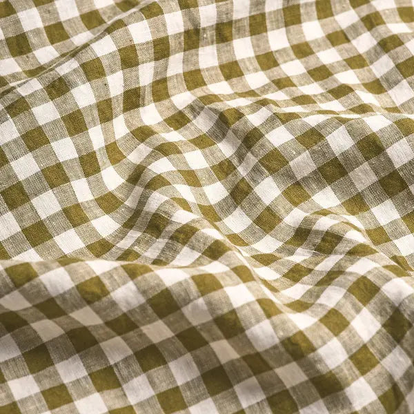 Botanical Green Gingham Linen Blend Pillowcase (Pair) Piglet