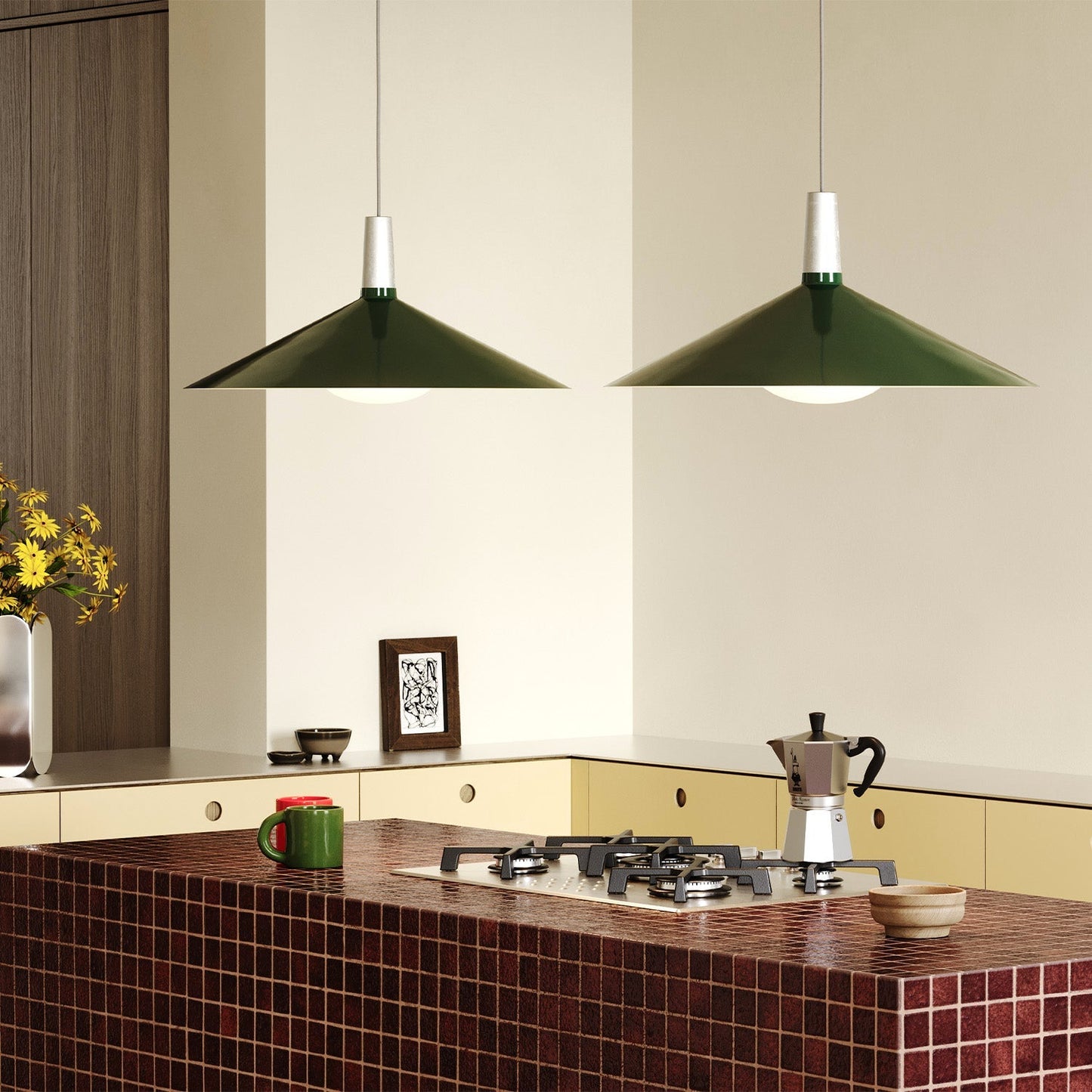 Bower Pendant Light Large in Dark Green Tala