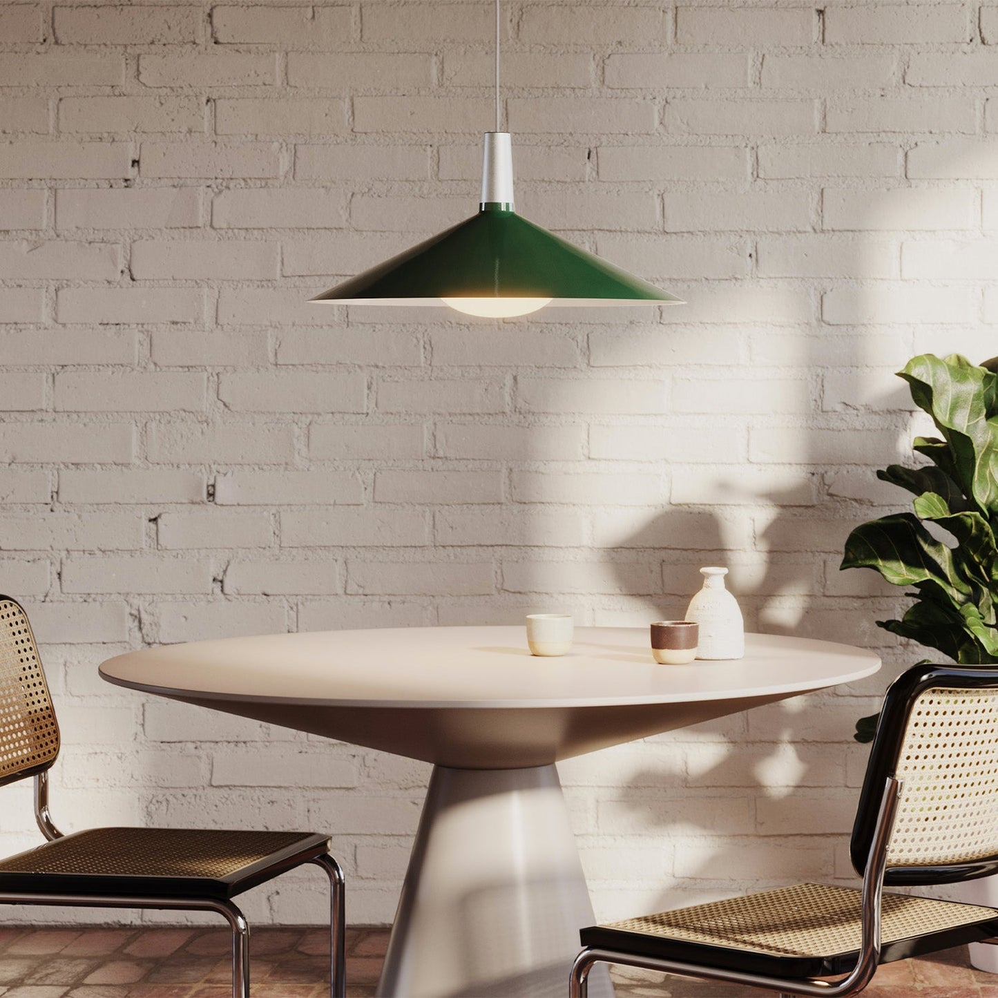 Bower Pendant Light Large in Dark Green + Oval II Tala
