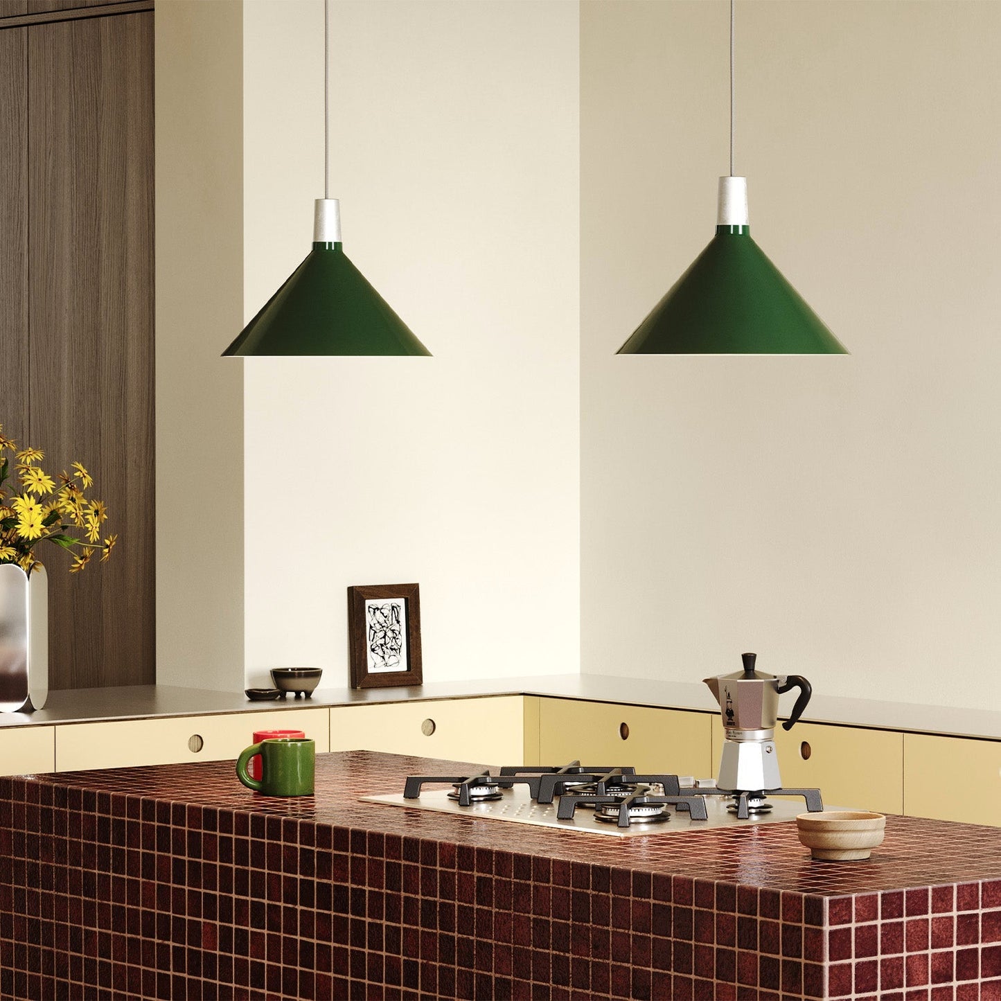 Bower Pendant Light Medium in Dark Green Tala