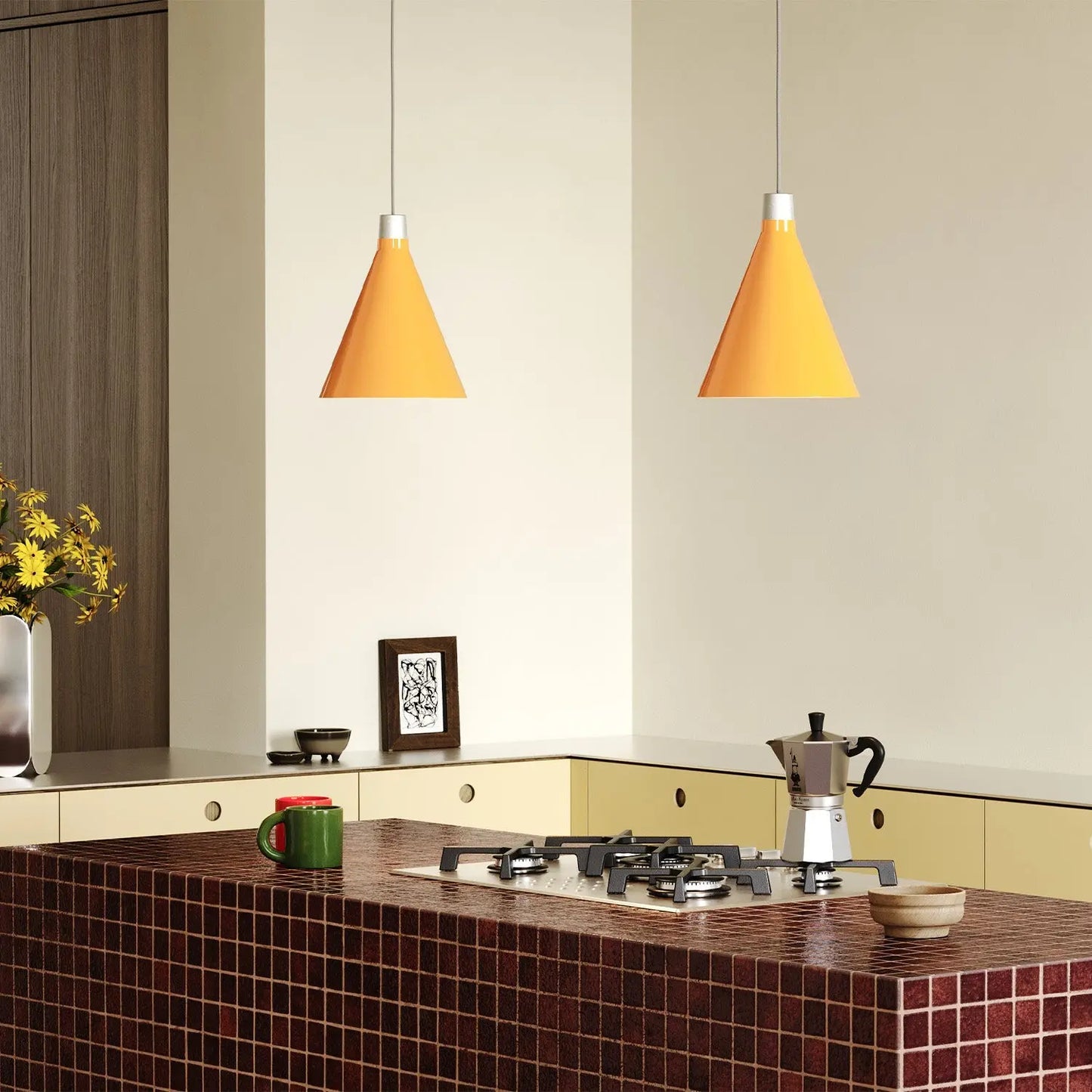 Bower Pendant Light Small in Yellow + Sphere III Tala