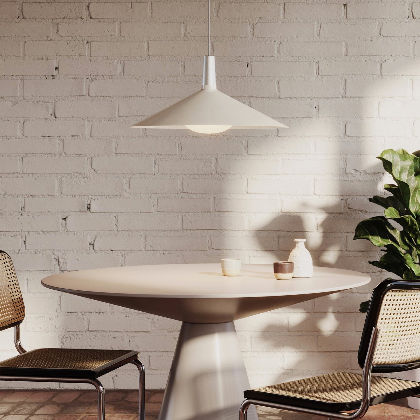 Bower Pendant Light Large in Oyster White + Oval II Tala