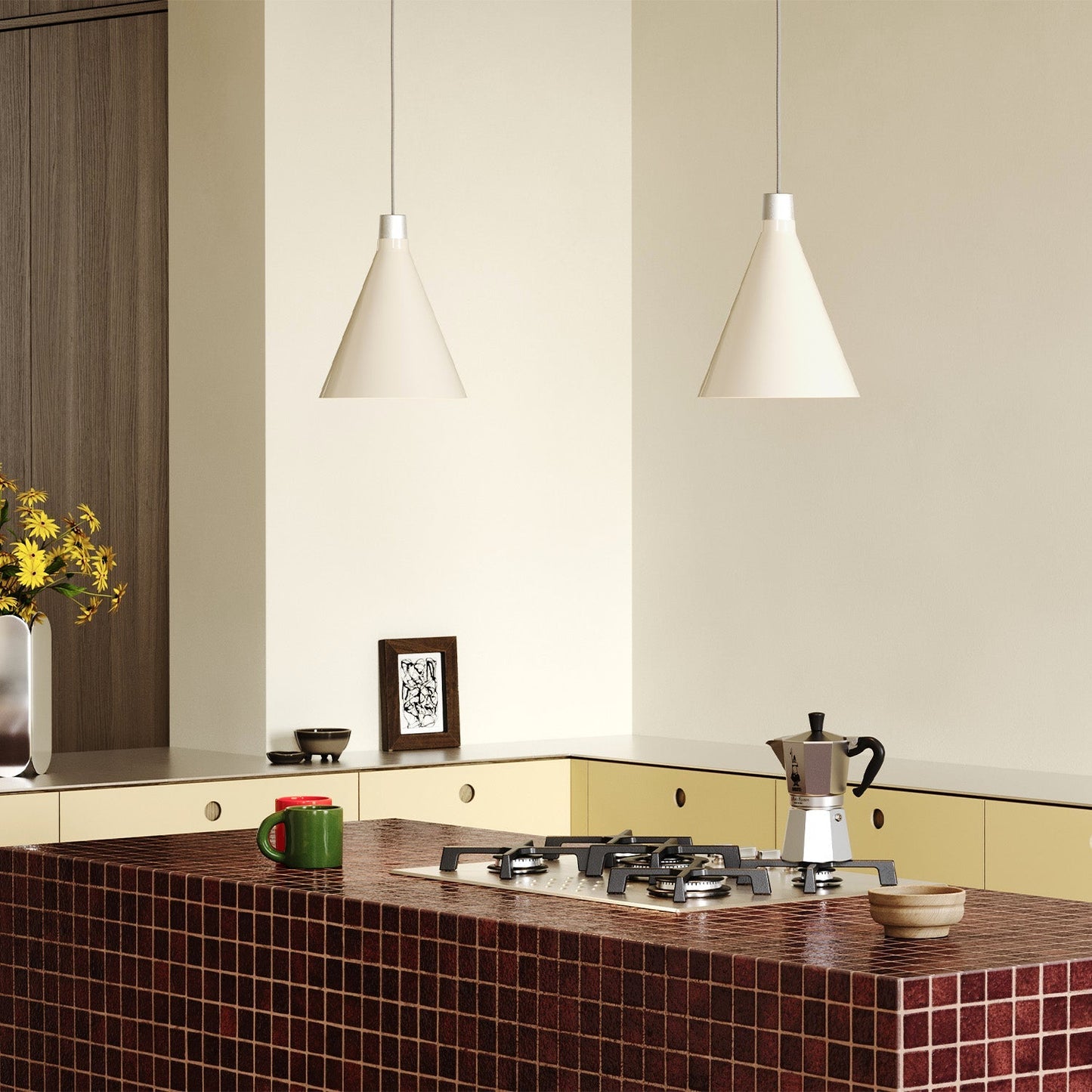 Bower Pendant Light Small in Oyster White + Sphere III Tala