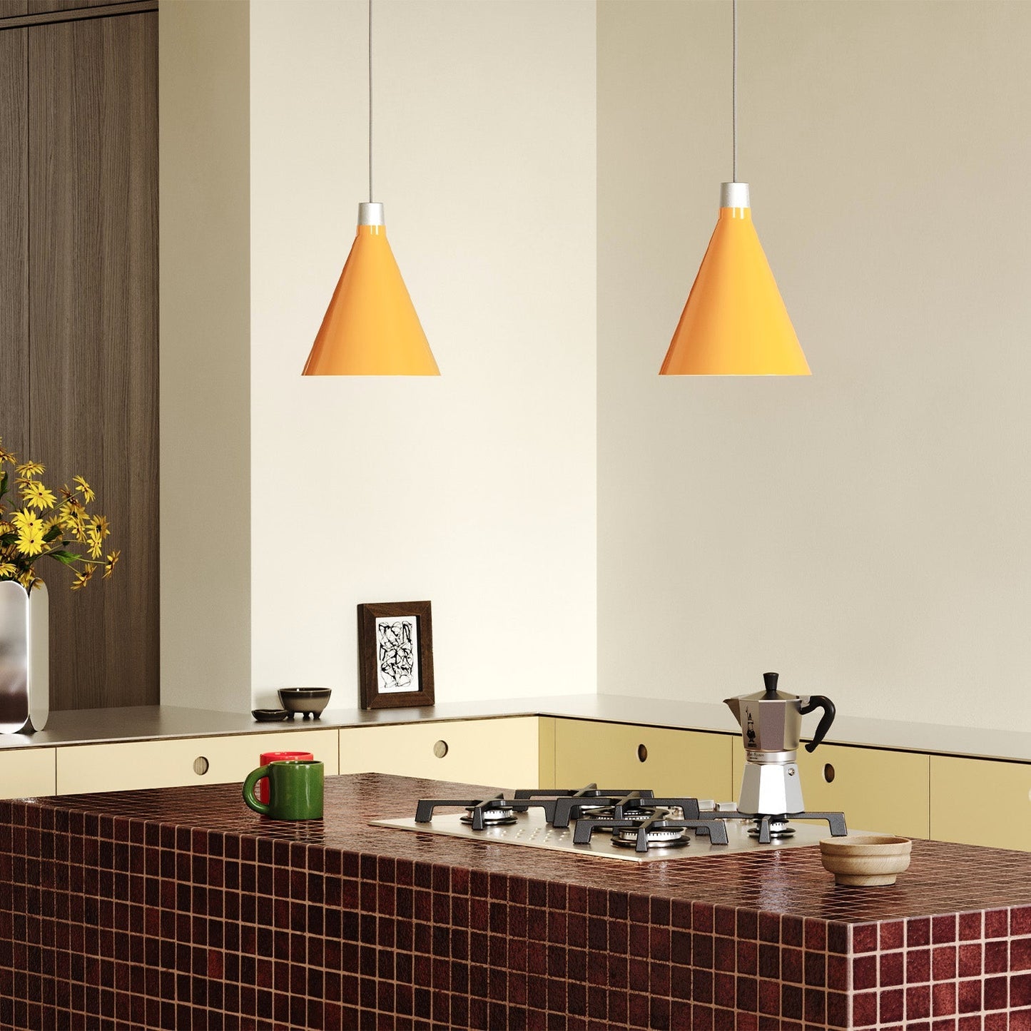 Bower Pendant Light Small in Yellow + Sphere III Tala