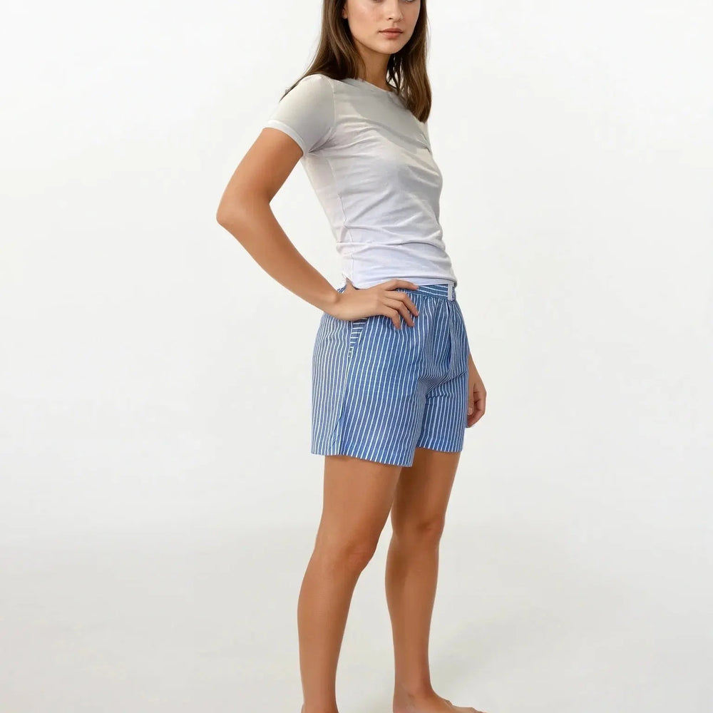 Boxer Short - Santorini - White/Blue Stripe AMOKA DALO