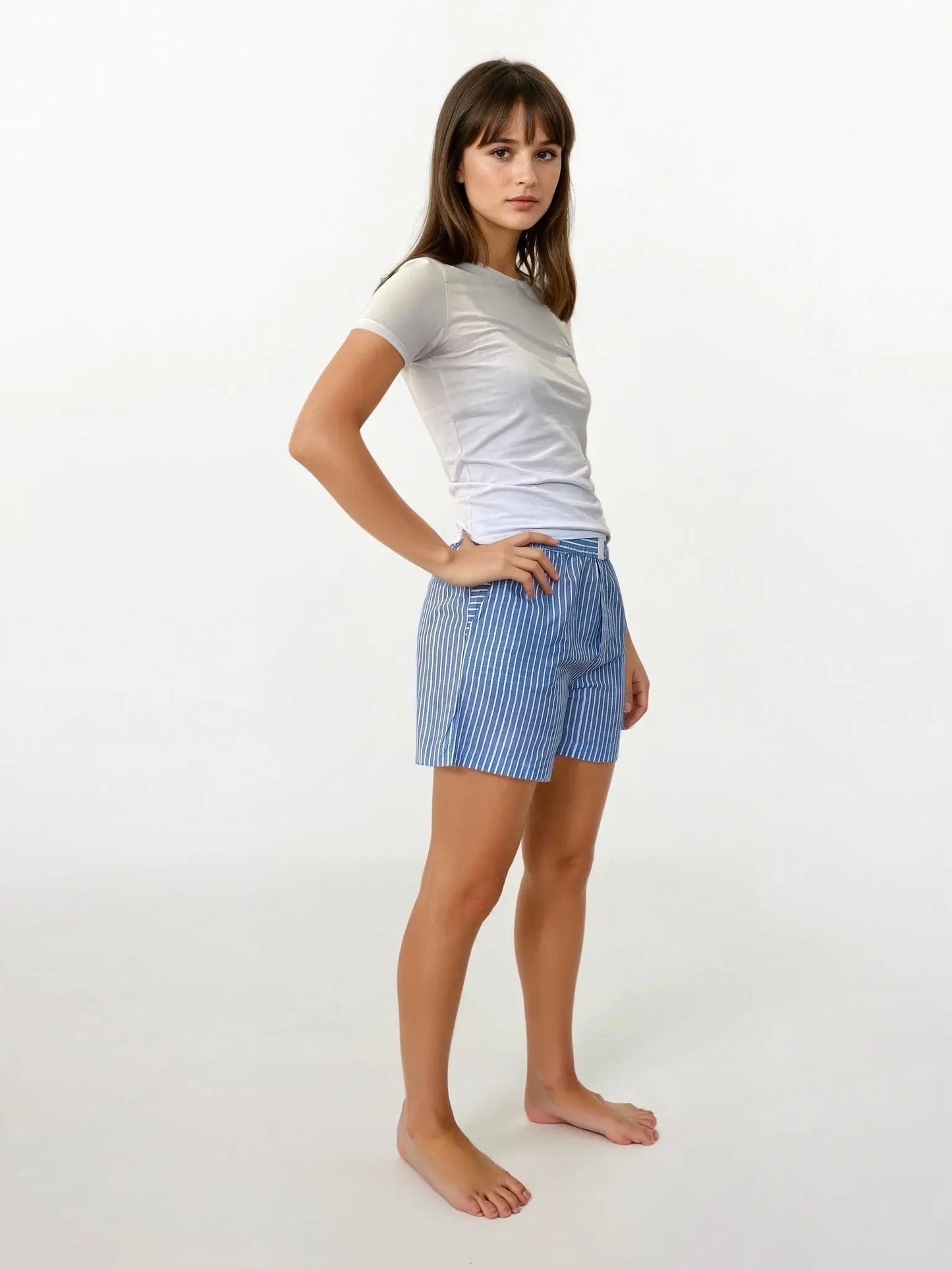 Boxer Short - Santorini - White/Blue Stripe AMOKA DALO