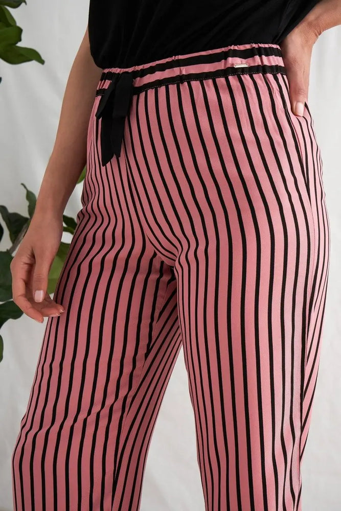 Boyfriend Stripe Trousers in Terracotta/Black Pretty You London