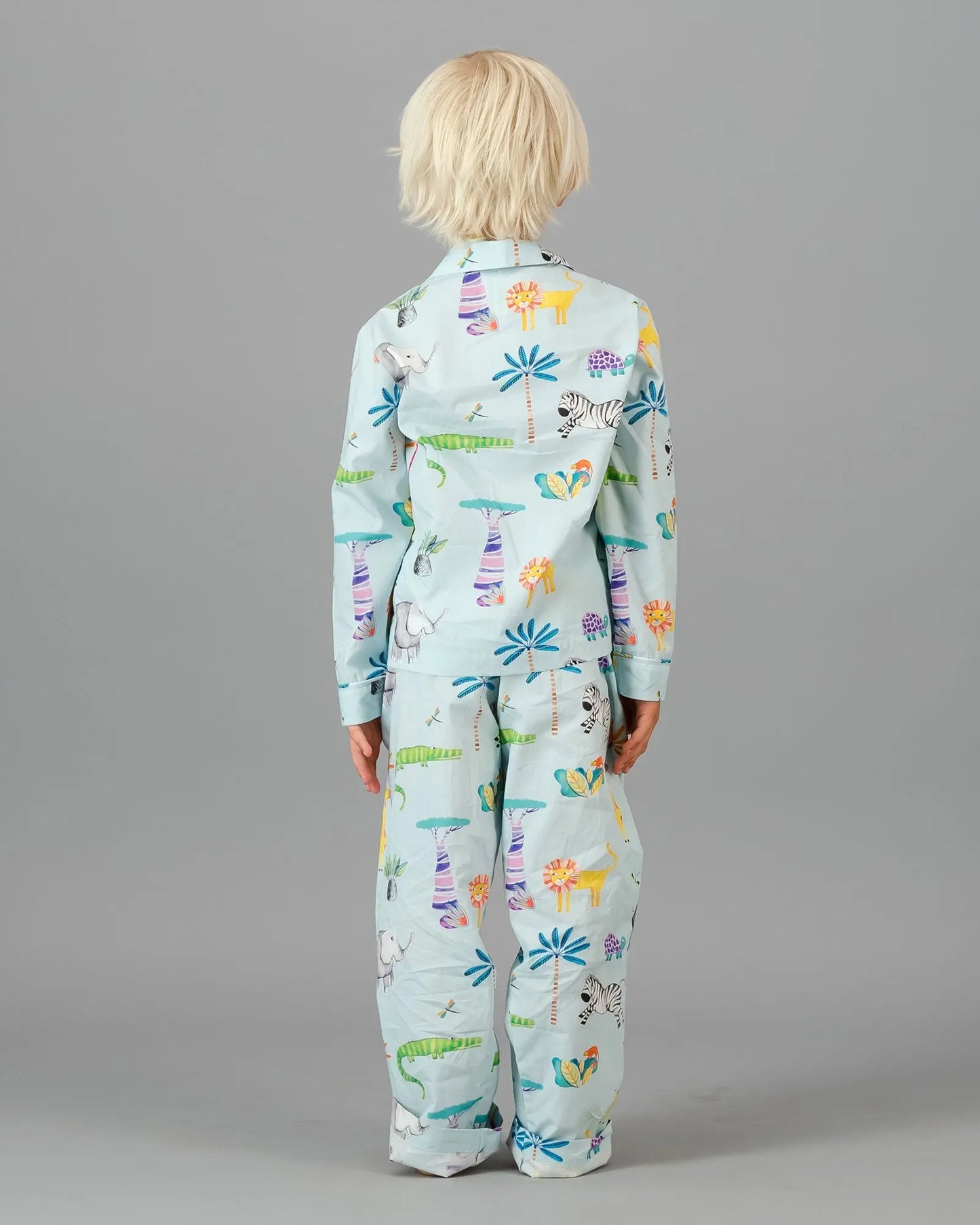 Boys Long Pyjamas - Safari Blue Woodstock Laundry