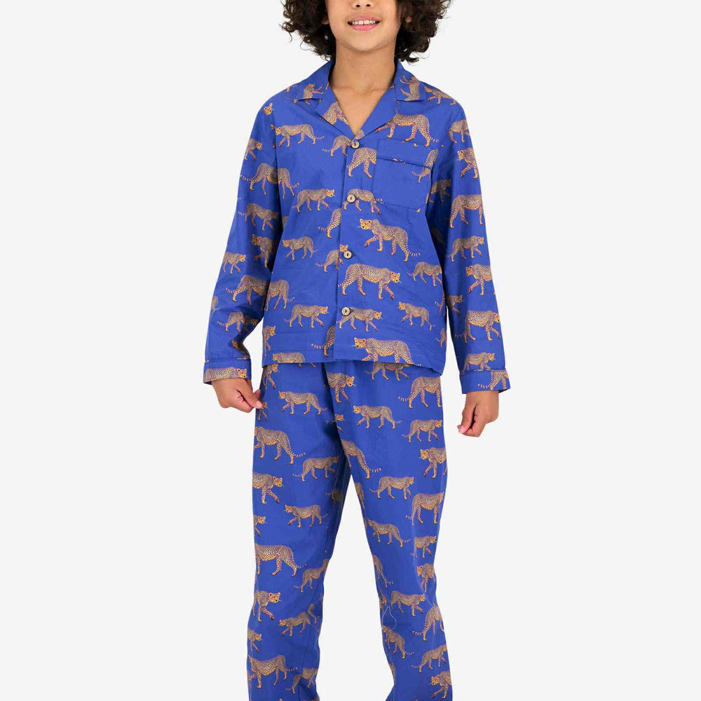 Boys Long Pyjamas - Yellow Cheetah Woodstock Laundry