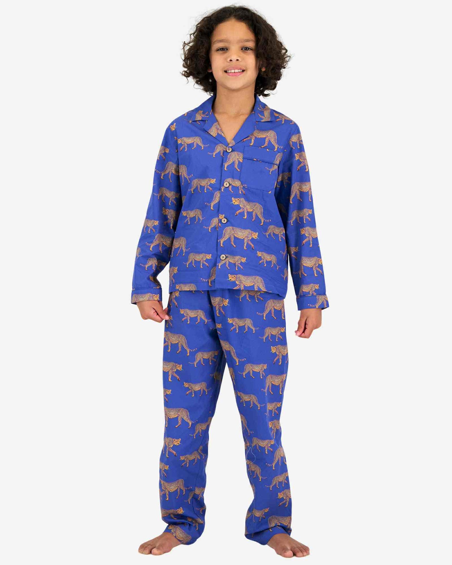 Boys Long Pyjamas - Yellow Cheetah Woodstock Laundry