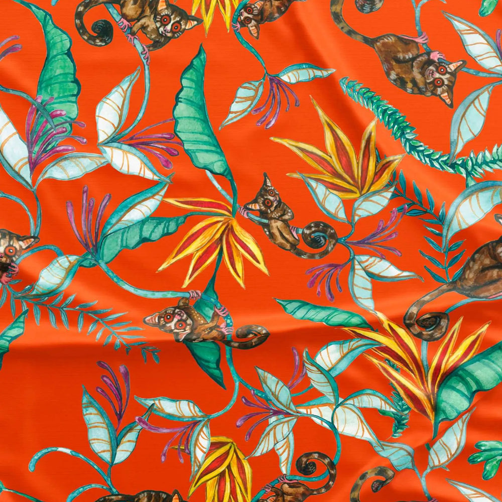 Boys Short Pyjamas - Night Monkeys Orange Woodstock Laundry