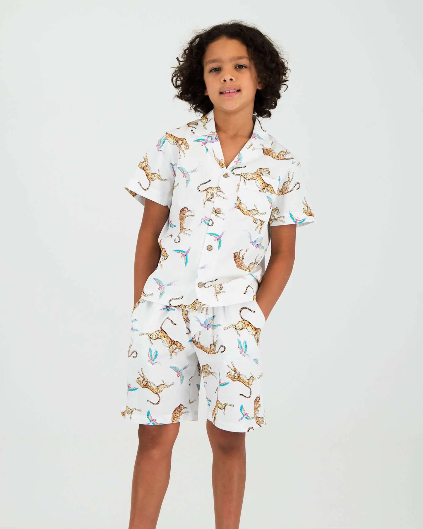 Boys Short Pyjamas - Playing Cheetahs Woodstock Laundry