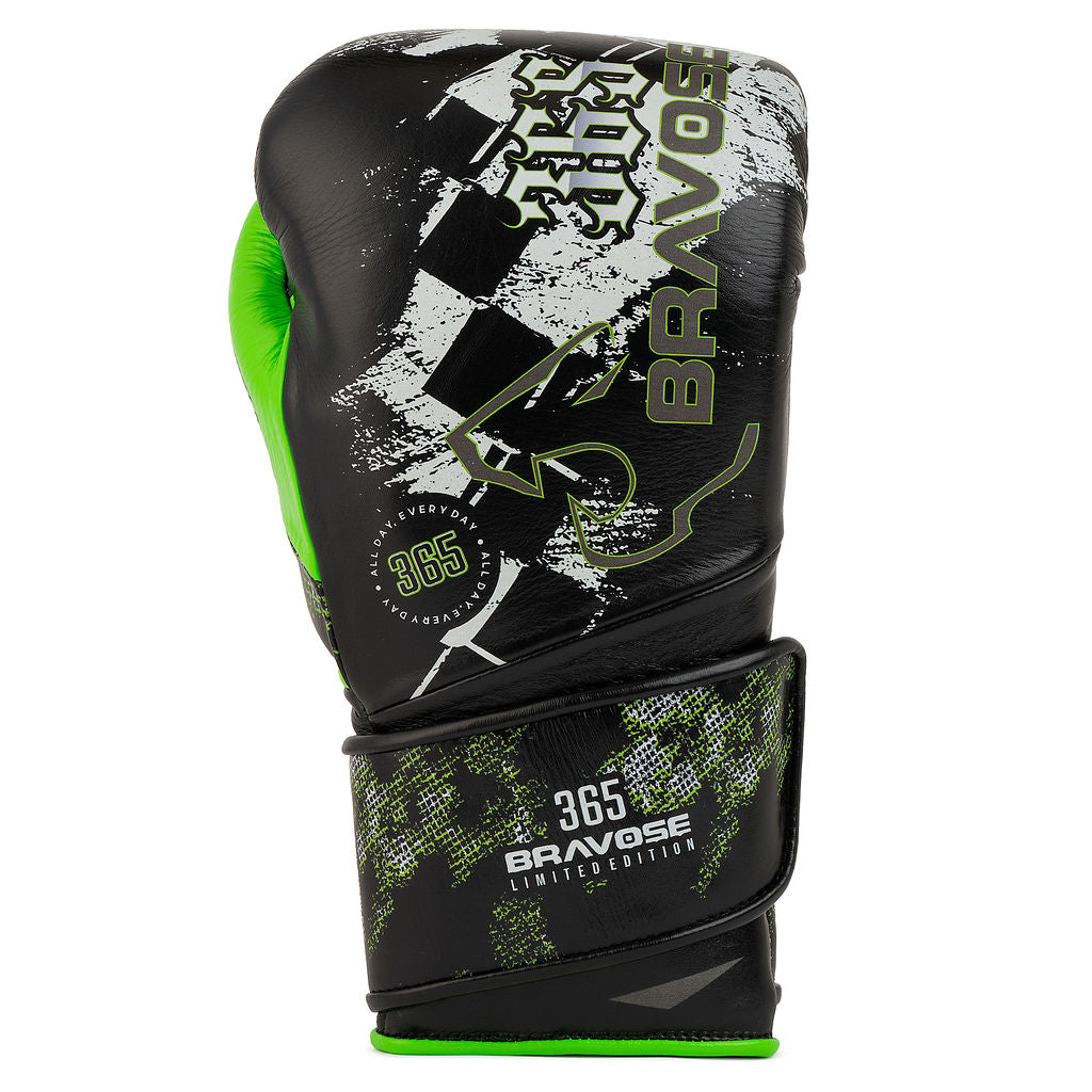 Bravose Limited Edition 16oz Velcro Boxing Gloves – Black & Green Bravose