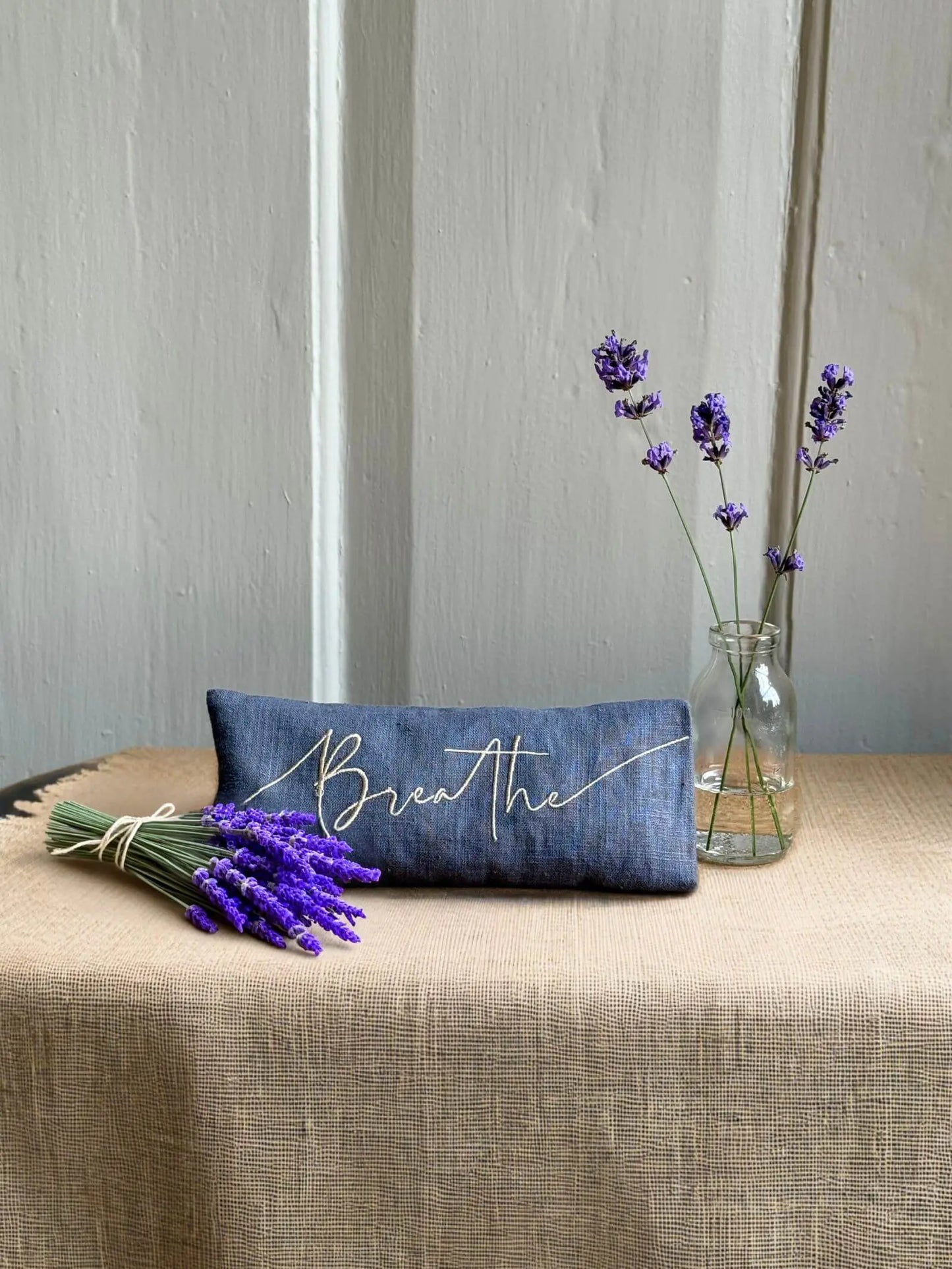 Breathe Embroidered Linen and Lavender Eye Pillow The Norfolk Eye Pillow Company