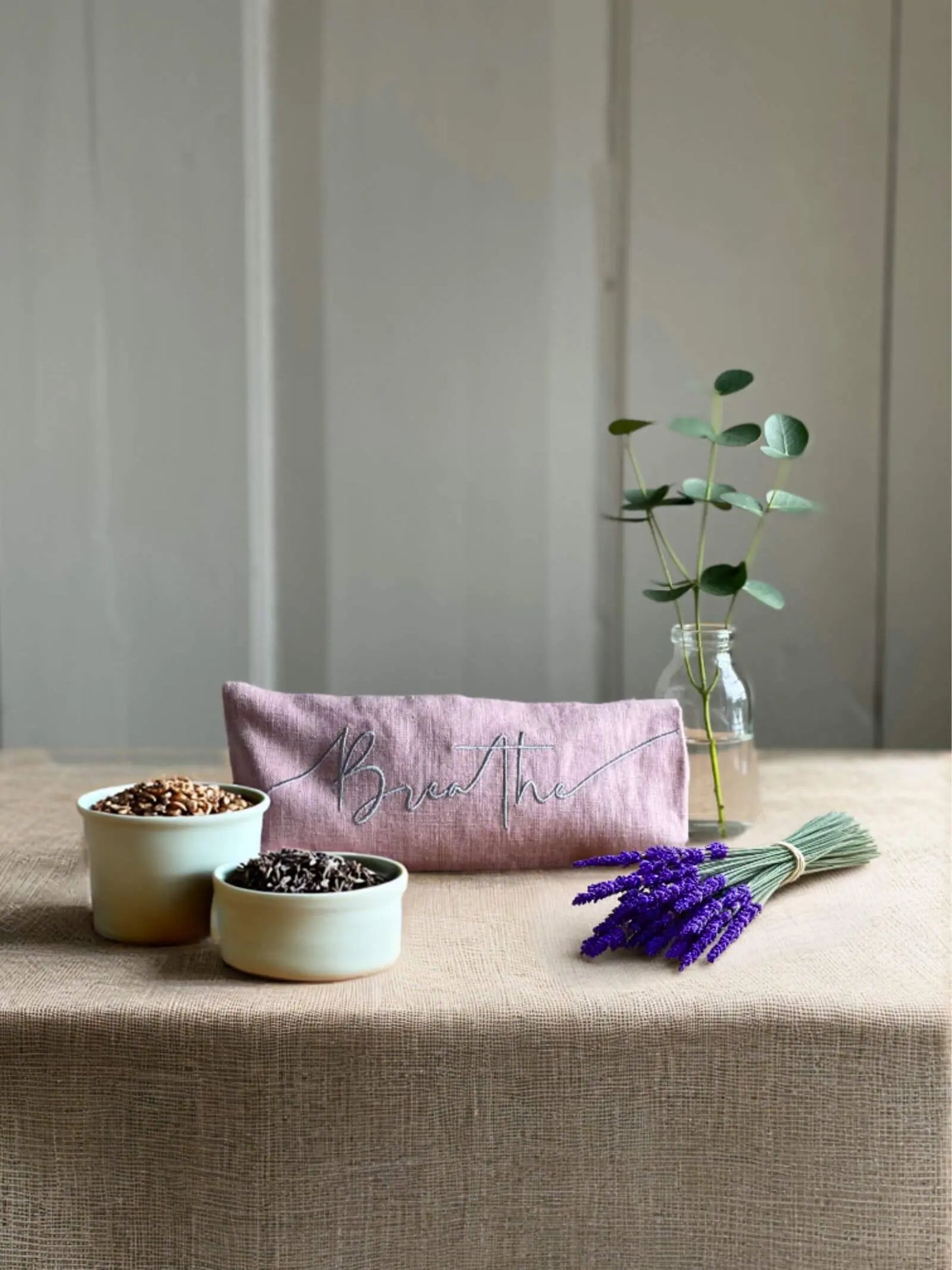 Breathe Embroidered Linen and Lavender Eye Pillow The Norfolk Eye Pillow Company