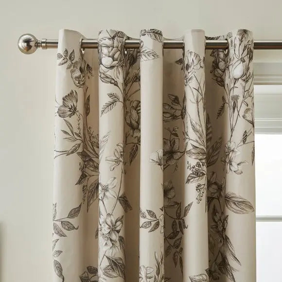 Bridget Etched Floral Blackout Eyelet Curtains Dunelm