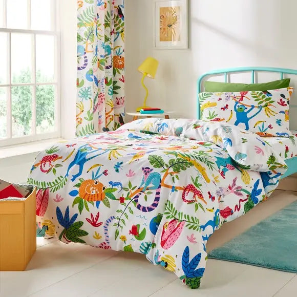 Bright Animals 100% Cotton Reversible Duvet Cover and Pillowcase Set Dunelm