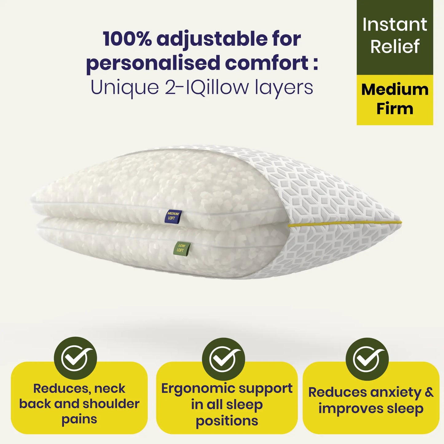 Brightr® Luna Adjustable Best Memory Foam pillow Brightr® Sleep