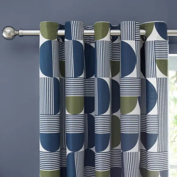 Bromley Modern Geo Eyelet Curtains Dunelm