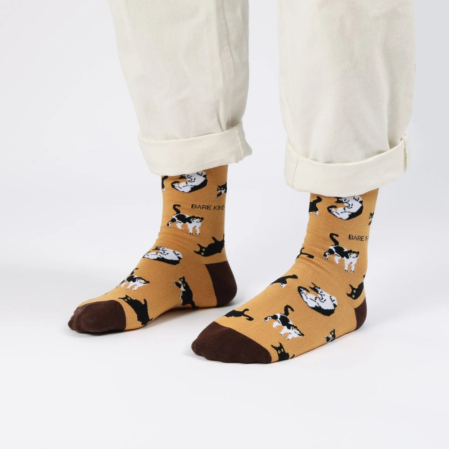 Brown Cat Pet Pair Bamboo Sock Set Bare Kind