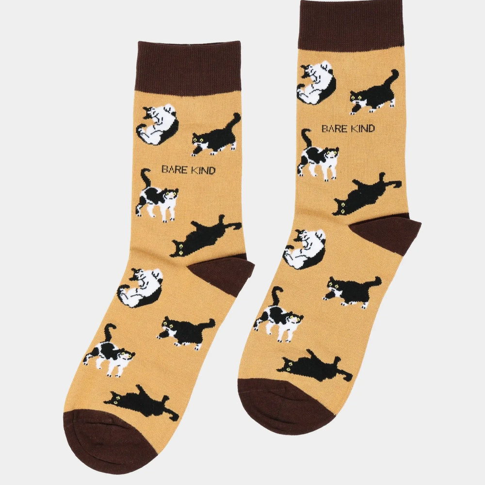 Brown Cat Pet Pair Bamboo Sock Set Bare Kind