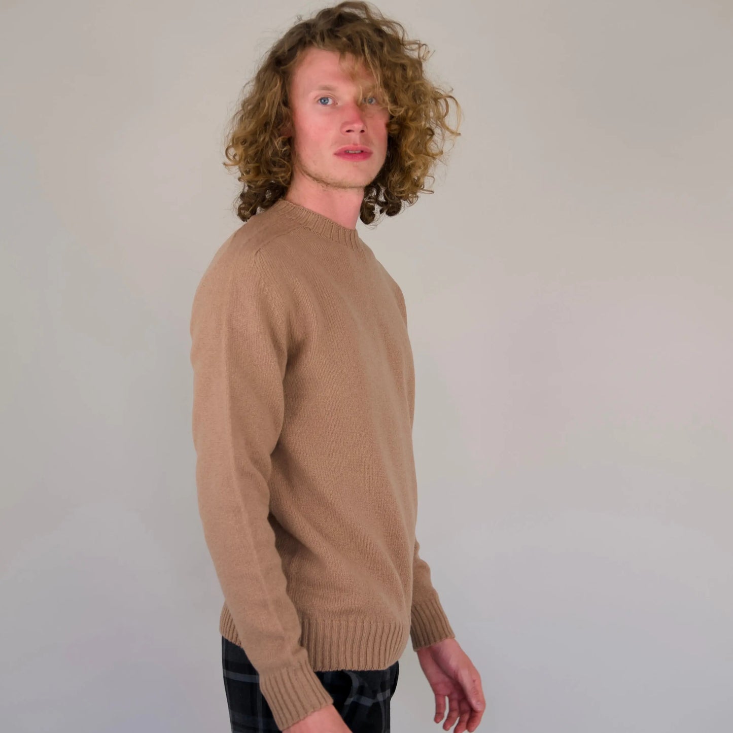 Brown Mens Seamless Crew Jumper Origin Knitwear