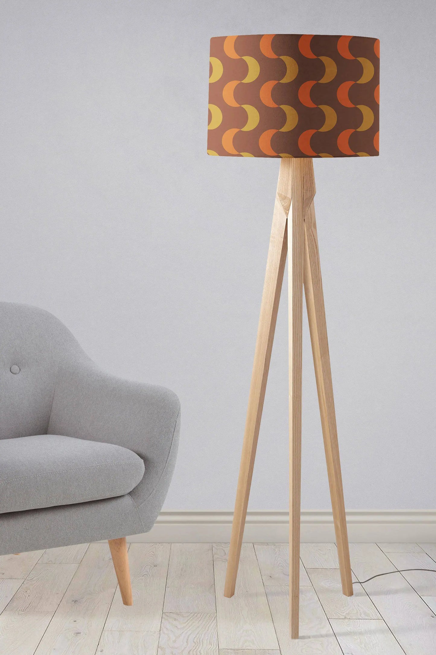 Brown and Orange Retro 1970's Design Lampshade, Ceiling or Table Lamp Shade Shadow bright