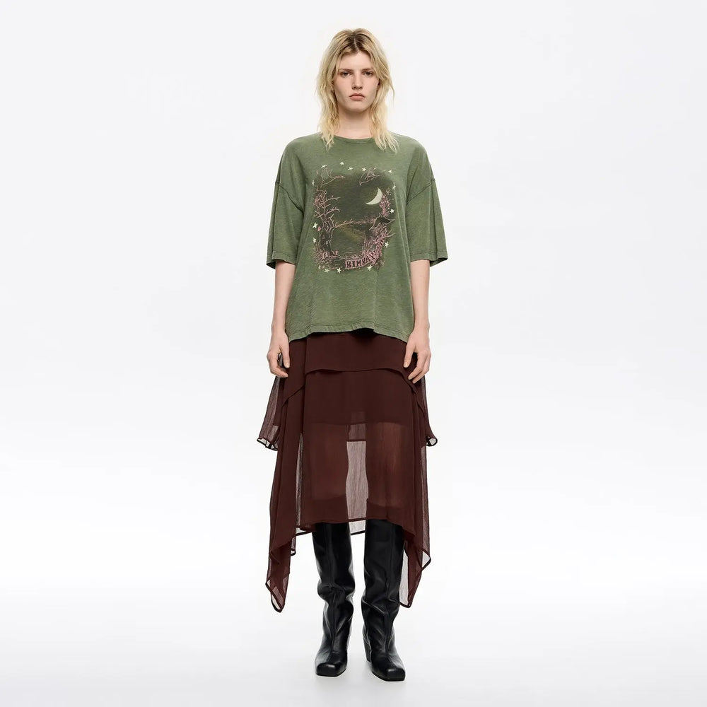 Brown fluid asymmetric skirt Bimba y Lola UK