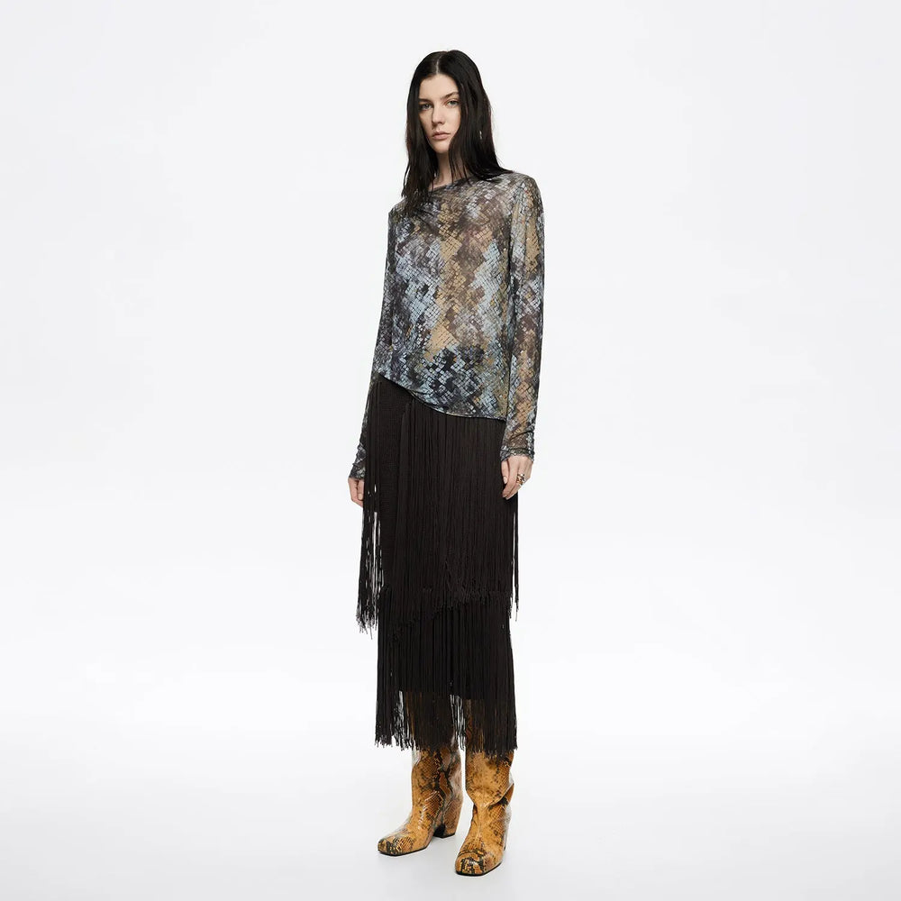 Brown fringed knit skirt Bimba y Lola UK